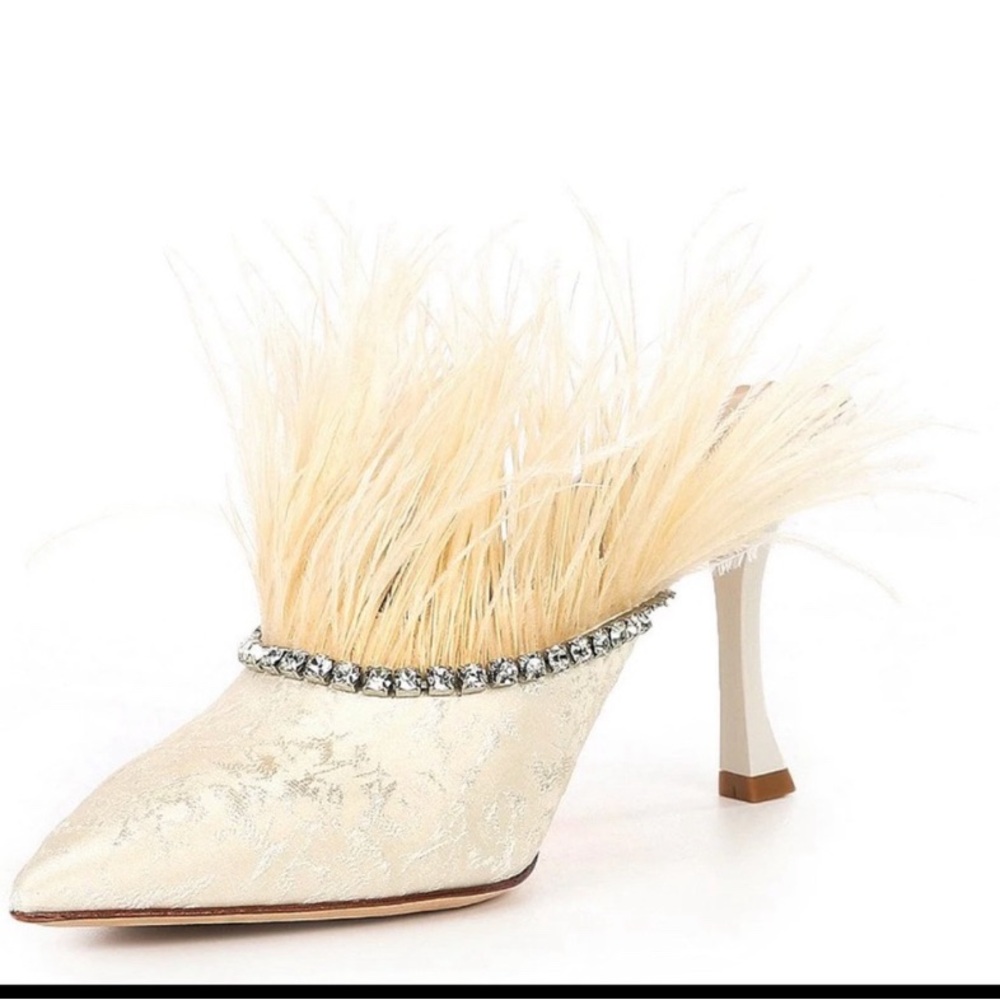 Nicola Bathie x antonio Melanie feather heeled Mules size 6 NWOB